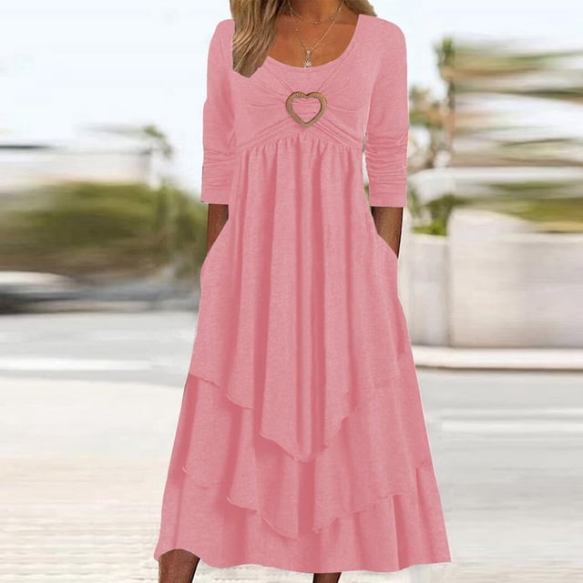DPTALR Robe Longue de Soirée pour Femmes Aguichant à Manches Trois Quarts, Dos Nu, en Dentelle Patchwork