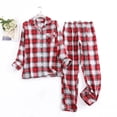 thumbnail image 1 of Pijama de Color negro y rojo para mujer, ropa de dormir supercálida, pantalones largos a juego, conjuntos de invierno, 1 of 4