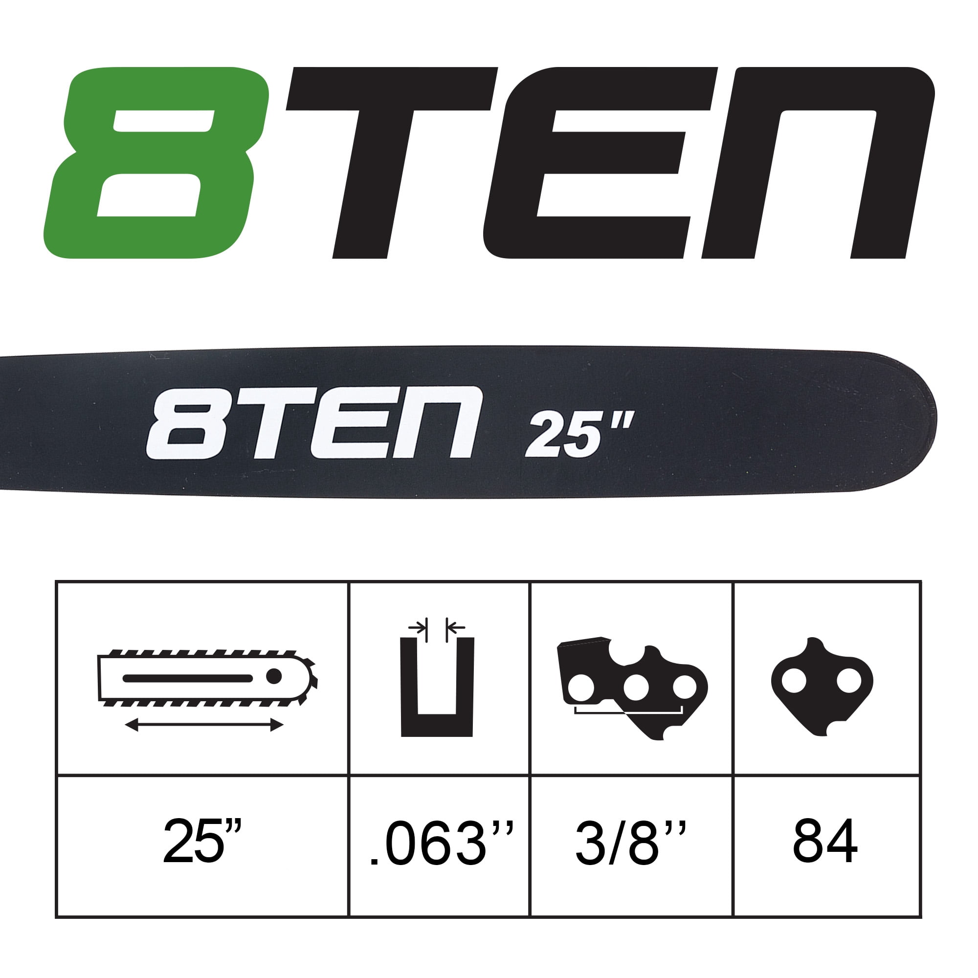 8TEN 25 inch Chainsaw Bar .063 3/8 84DL for Stihl MS880 066 810-CCG2325B