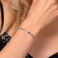 thumbnail image 3 of Gem Stone King 925 Sterling Silver Blue Created Sapphire and White Lab Grown Diamond Bracelet for Women (2.35 Cttw, Gemstone September Birthstone, Round 4MM, 7.5 inch), 3 of 6