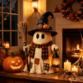 thumbnail image 3 of Halloween Resin Ghost with Broom Figurine, Adorable Handcrafted Halloween Decor for Rustic Fall Tiered Tray and Mantel Display, 3 of 8