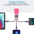 thumbnail image 5 of USB C Cable,USB A to USB C Cables 3pack 6ft FiveBox Nylon Braided 3A Fast Charging Cord Type C Charging Cable with 1pc Three Port USB Wall Charger Block(Rose), 5 of 7