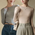 thumbnail image 3 of Camiseta básica de cuello redondo de algodón modal de primavera y otoño para mujer Camiseta interior de manga larga negra de otoño e invierno para mujer, 3 of 6