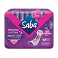 thumbnail image 1 of Toallas femeninas Saba Buenas Noches nocturna extra larga sin alas flujo súper abundante 10 pzas, 1 of 5