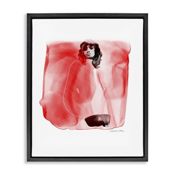 Stupell Industries Art Deco Abstract Girl on Red Black Floating Frame Canvas Art, 17 x 21, by Simone Elum