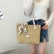 thumbnail image 3 of Bolso de mano retro para mujer, pañuelo de seda tejido de paja, bolso de mano grande (caqui) Likrtyny Para estrenar, 3 of 9