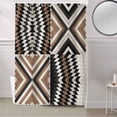 thumbnail image 5 of Fabric Shower Curtain, Boho Western Tribe Brown White Black Geometric Wood Grain Bathroom Curtain with 12 Hooks Waterproof No Bad Odor Machine Washable Bath Curtains for Bathroom, Spa Room, 36"x72", 5 of 6