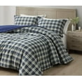 thumbnail image 2 of Chezmoi Collection Chad 3-Piece Washed Cotton Comforter Set Full Size, Blue Green Light Beige Plaid Printed Bedding Set Reversible Lightweight Comforter for All Season, 2 of 9