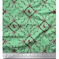 thumbnail image 1 of Soimoi Green Cotton Poplin Fabric Floral Wreath Geometric Printed Fabric 1 Yard 42 Inch Wide, 1 of 3