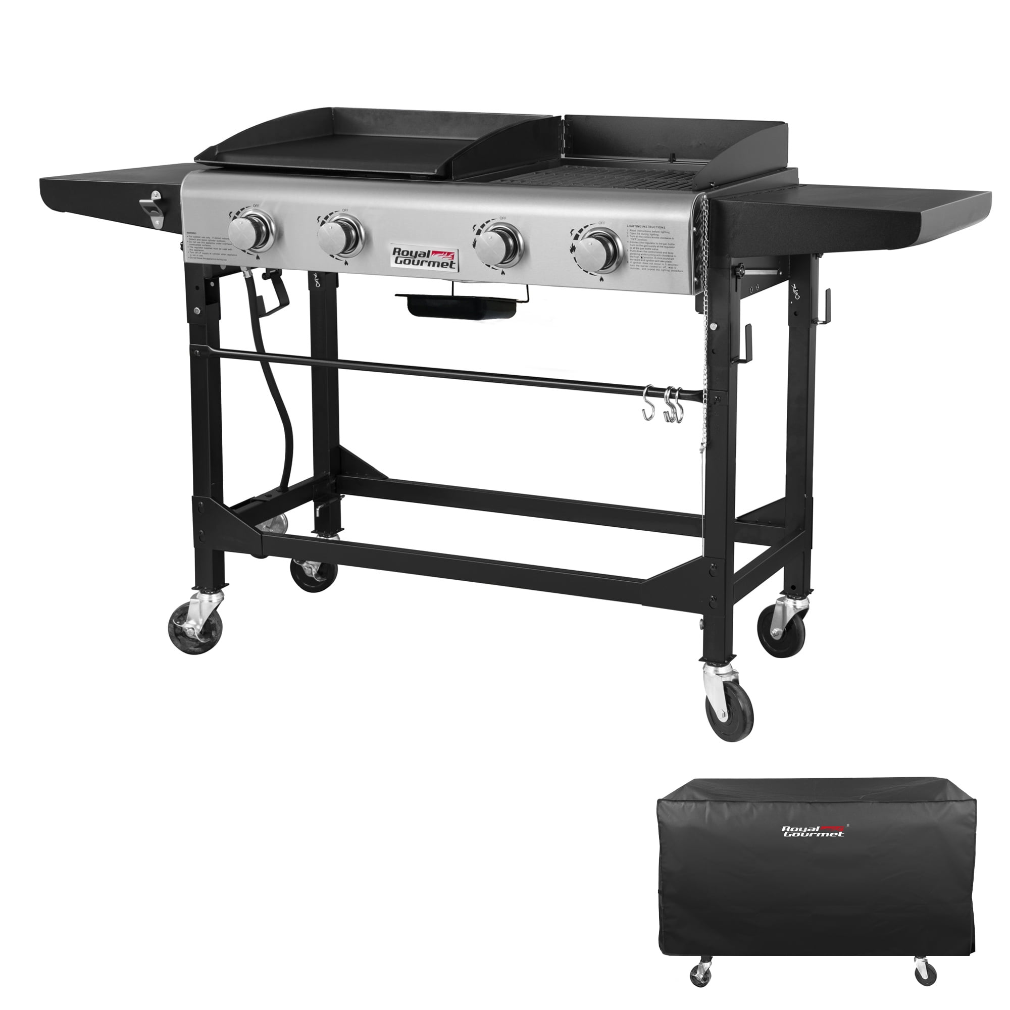 Royal Gourmet 4-Burner 48,000 BTU Portable Flat Top Gas Grill and Griddle  Combo Grill in Black with Folding Legs for Outdoor Cooking GD403 - The Home  Depot