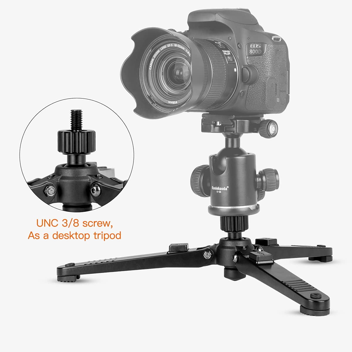 Koolehaoda Mini Tripod,Universal 3 Legs Monopod Base Stand Tripod Support With 3/8" Screw For Monopods Ballhead - KM3