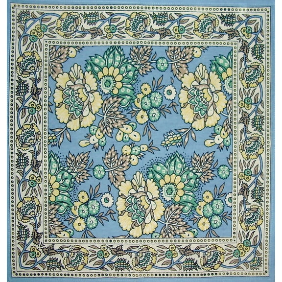 Floral Print Cotton Napkin 17" x 17" Baby Blue