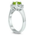 thumbnail image 2 of SZUL Women's Princess Cut 6X6MM Peridot and Diamond Duchess Ring in 10K White Gold, 2 of 4