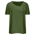 thumbnail image 4 of Olyvenn Women's Summer Tunic Crop Tops T-Shirts Stylish Fashion Trendy Short Sleeve Tees Knot Wrap Solid Tops Slant V-Neck Shirts Loose Casual Business Flowy Blouse Dressy Women Army Green 6, 4 of 6