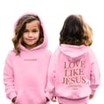 thumbnail image 2 of KaLI_store Hoodies for Girls Letter Print Christian Sweatshirt For 3-10 Years Oversized Long Sleeve Pullover Top Pink,9-10 Years, 2 of 5
