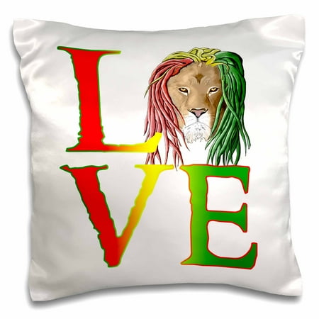 Pillows With Messages 3dRose A Rastafarian lion with dreadlocks and the one love message. - Pillow Case, 16 by 16-inch ()