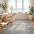 thumbnail image 3 of Design&I 5'x7' Washable Area Rug Sleek Flatweave Pet Friendly & Non-Slip Beige Grey Vintage Striped Alternating Bands Distressed Taupe for Small Living Room, Bedroom, 3 of 7