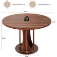 thumbnail image 2 of Virans 47.2" Round Dining Table for 4-6,Kitchen Dining Table with Double Curved Base & Back Panel Buckle Top,Modern Circle Dinner Table for Kitchens,Dining Rooms,Living Rooms,Walnut, 2 of 9