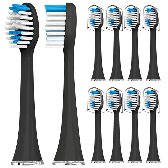 Compatible with Acteh Toothbrush Heads for Sonic Edge, JetWave, JetUV and eBrush Toothbrush Models,with Dust Cover Caps,for Acteh Toothbrush,10 Pack,Black