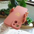 thumbnail image 2 of Compatible for iPhone 14 Plus Case Luxury Gold Heart Pattern, Side Cute Plated Heart Pattern Case for Women Girls Soft TPU Shockproof Camera Protective Back Cover Case - Pink, 2 of 6