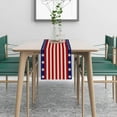 thumbnail image 3 of Linen 13x72'''' Veterans Day Table Runner Labor Day American Stars and Stripes Flag Independence Day Kitchen Dining Room Table Patriotic Decoration (Red), 3 of 3
