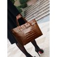 thumbnail image 4 of Genuine Cowhide Women Tote Bag, Glossy Crocodile Embossed Top-Handle Crossbody Purse for Work, 4 of 9
