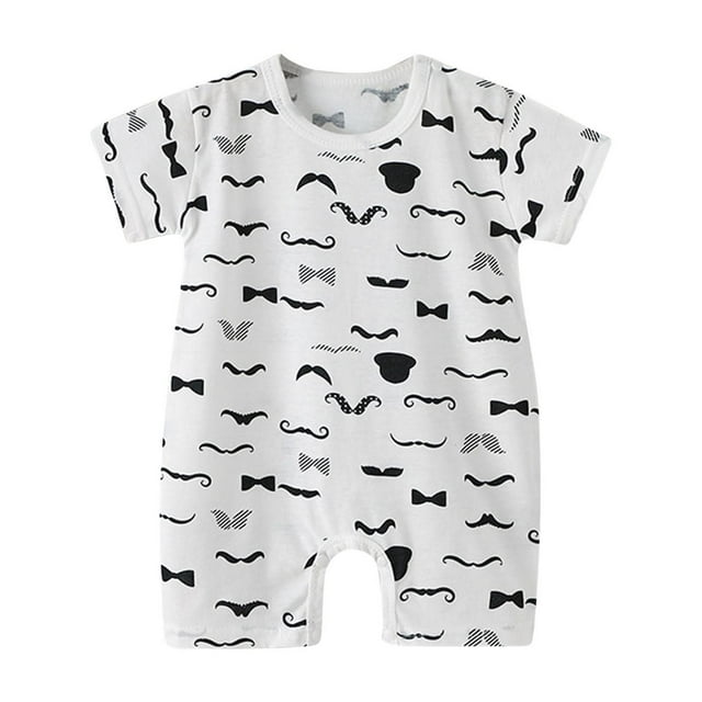 WRKEKC Barboteuse pour Bébé Fille, Combinaison pour Bébé Garçon, Barboteuse à Manches Courtes pour Tout-Petits Filles Garçons Imprimé Mignon T-Shirt Col Rond