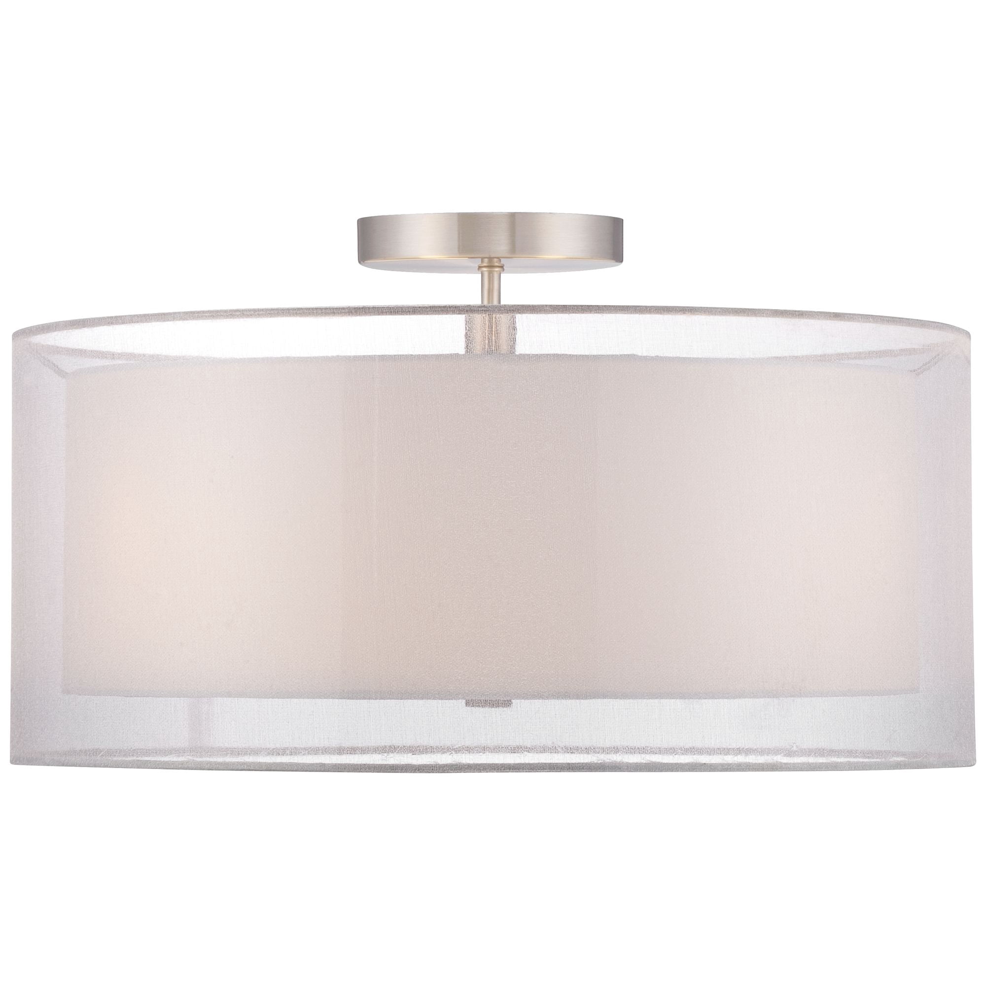 Possini Euro Design Ceiling Light Flush Mount Fixture Polished Nickel Double Drum 18" Wide for Bedroom Kitchen