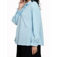 thumbnail image 2 of Lovito Women Loose Long Sleeve Blouse Linen Round Neck Muslim Plus Size Plain Shirts Casual Ruffle Maxi Fashion Top, 2 of 5