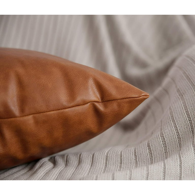 HOMFINER Faux Leather Throw Pillow Covers 18 x 18 inch Set of 2
