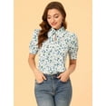 thumbnail image 3 of INSPIRE CHIC Blouse Femme Col Rabattu Col Fendu Manches Bouffantes Chemise en Chiffon, 3 of 6
