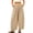 Khaki -BO16, variant on Cotton Linen Pant for Womens Wide Leg Palazzo Pants Elastic High Waist Comfy Polka Dot Trousers with Pockets Navy S
