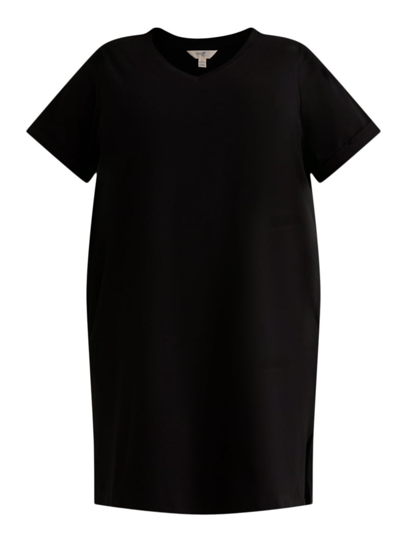oversized black shirt dress La Haine Inside Us Georgette Shirt Dress Black Oversized Pockets main image 0