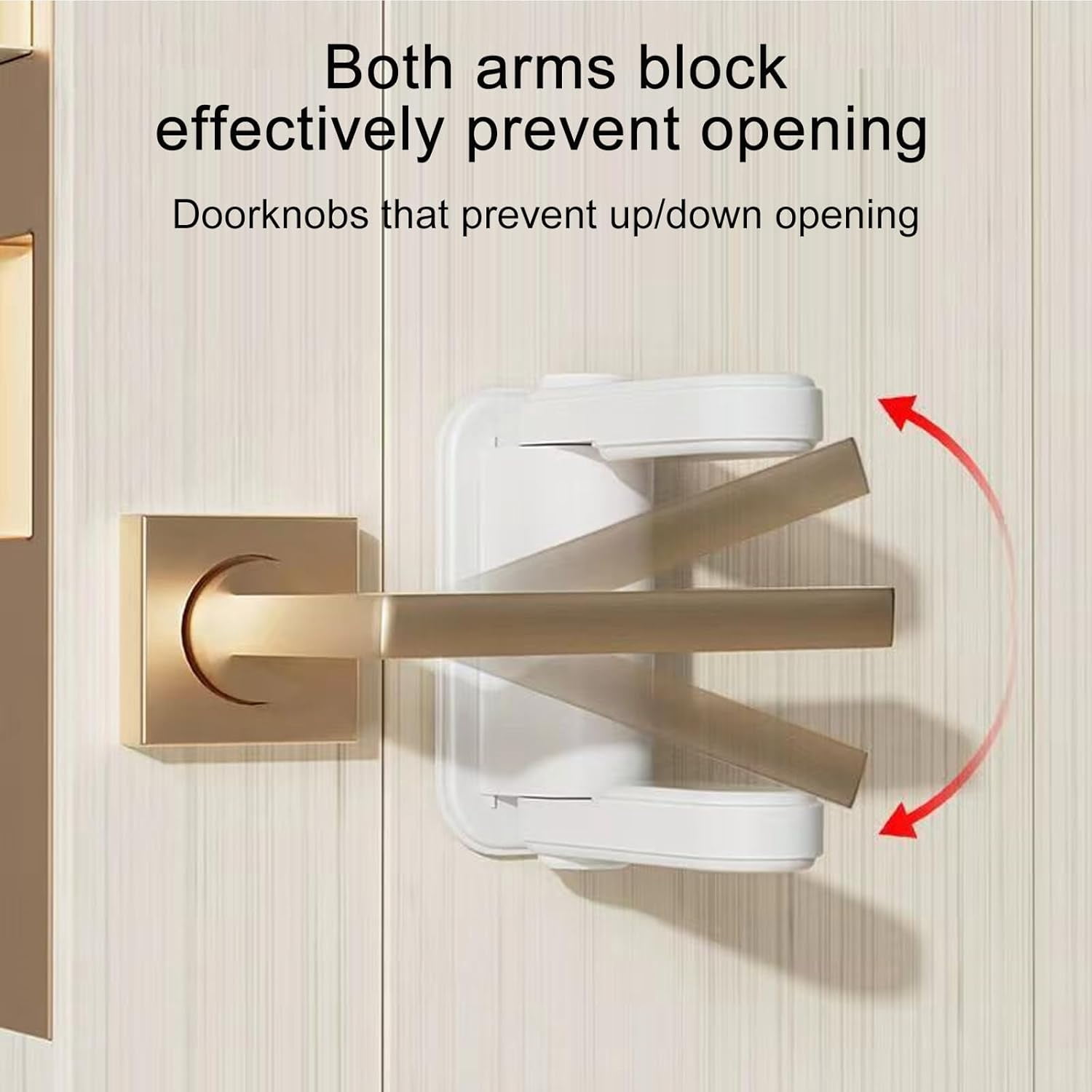 4 Pack Door Lever Safety Locks, Safety Door Handle Lock for Child, No Drill Self-Adhesive Door Handle Locks for Child-Proof & Pet-Proof for Bedroom Kitchen, White