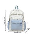 thumbnail image 2 of Polka Dot Bow Print Backpack for Girls Color Block Bookbag, Lightweight Aesthetic School Bag with Drawstring Side Pockets for Teens College (Blue), 2 of 6