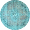 thumbnail image 1 of Ahgly Company Indoor Round Persian Light Blue Traditional Area Rugs, 4' Round, 1 of 4