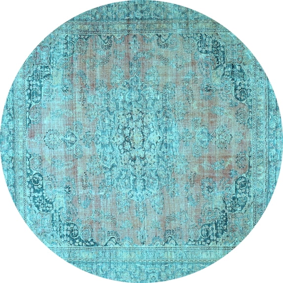 Ahgly Company Indoor Round Persian Light Blue Traditional Area Rugs, 4' Round