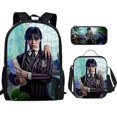 thumbnail image 1 of Wednesday Addams Backpack Three-piece Set Student School Bag Canvas Bag V, 1 of 4