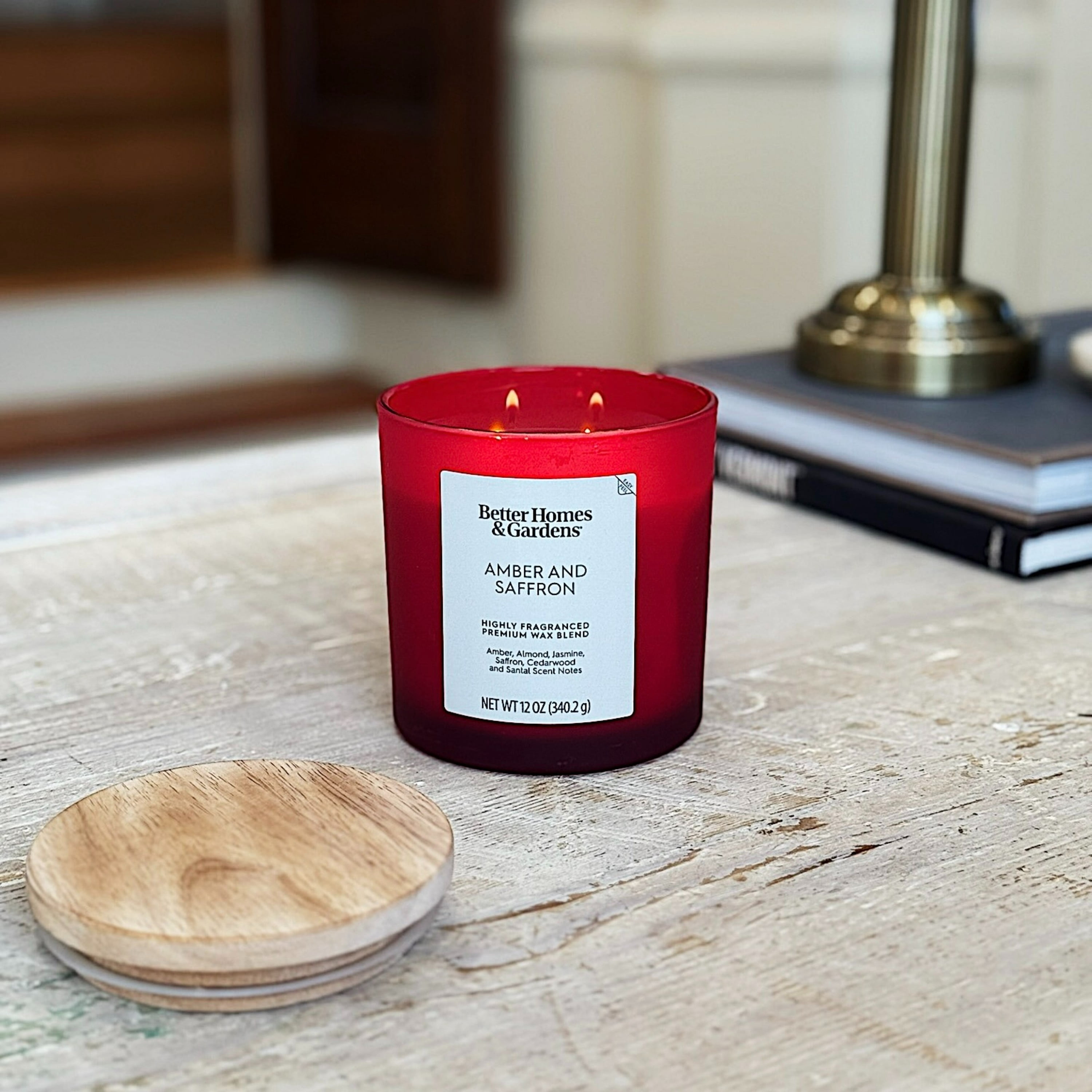 Better Homes and Gardens Amber and Saffron Scented 2-Wick Frosted Jar Candle 12oz.