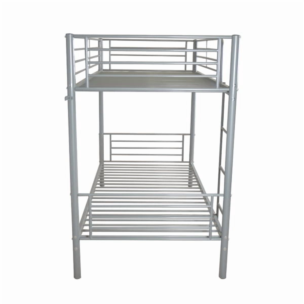 Twin Size Metal Bunk Bed, Sturdy Iron Frame, 33.5cm Safety Fence for Upper Berth, with Under-Bed Storage for Bedroom