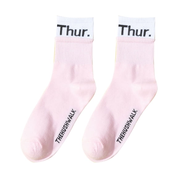 DQRPSEETB Women's Trend Color Matching Creative Week Printed Cotton Socks Sock Sports Leisure Stockings Long Socks,No Show Socks Pink