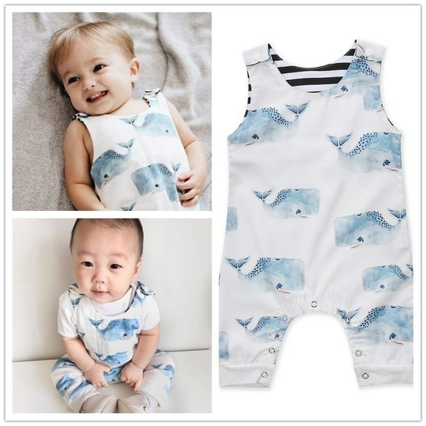 Toddle Baby Kids Boy Girl Sleeveless Whale Romper Bodysuit Jumpsuit Clothes