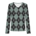 thumbnail image 4 of Hvot&aat Women's V Neck Long Sleeve Tops Casual Comfy Color Block Home T-shirt Loose Textured Blouses, 4 of 4