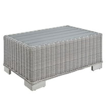 Modway Conway 32" Modern Rattan Outdoor Coffee Table in Light Gray