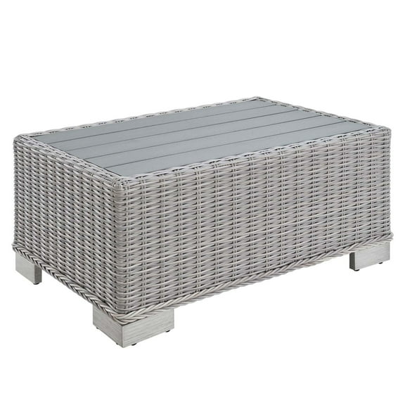 Modway Conway 32" Modern Rattan Outdoor Coffee Table in Light Gray