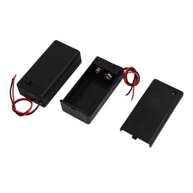 Unique Bargains 2 Pcs ON/OFF Switch 2 Wires Covered Battery Holder Case for 9V Battery