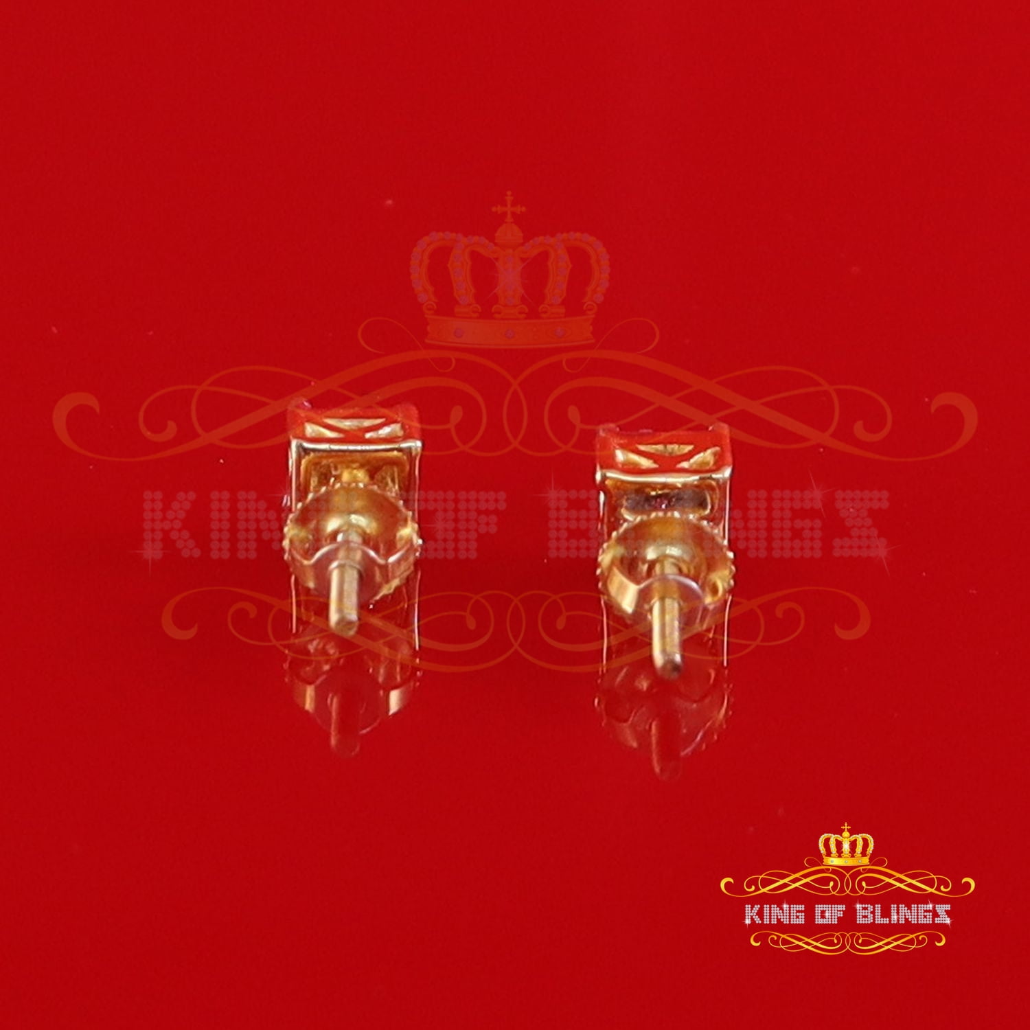 10k Real Yellow Gold 0.25ct Vvs 'D' Color Real Moissanite Stud Square Earrings