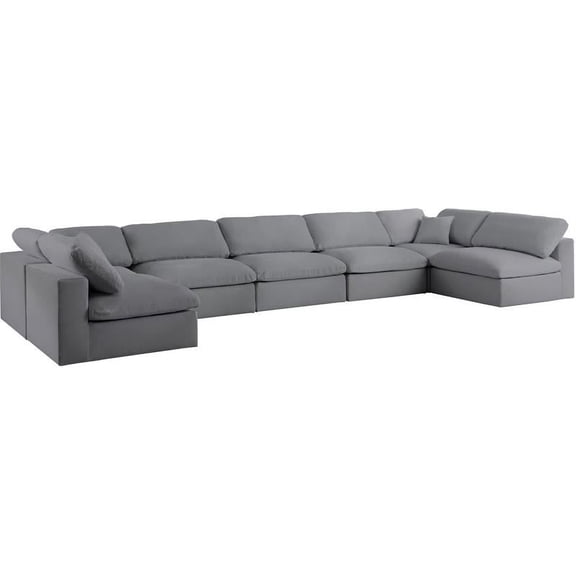 Meridian Furniture Serene Grey Linen Fabric Deluxe Modular Sectional