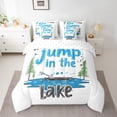 thumbnail image 2 of Ensemble de Literie Thème Lac Simple 7 Pcs, Maison de Lac Lit en Sac avec Draps pour Enfants Adolescents Adultes Ensemble de Literie Rustique Ferme Cabane Réversible, 2 of 5