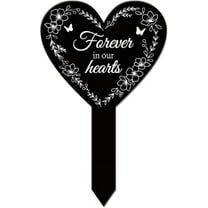 Heart Shaped Wreath Butterfly Garden Stake Memorial Remembrance Plaque Stake for Cemetery Acrylic Grave Stake Waterproof Sympathy Garden Stake for Yard Grave Cemetery